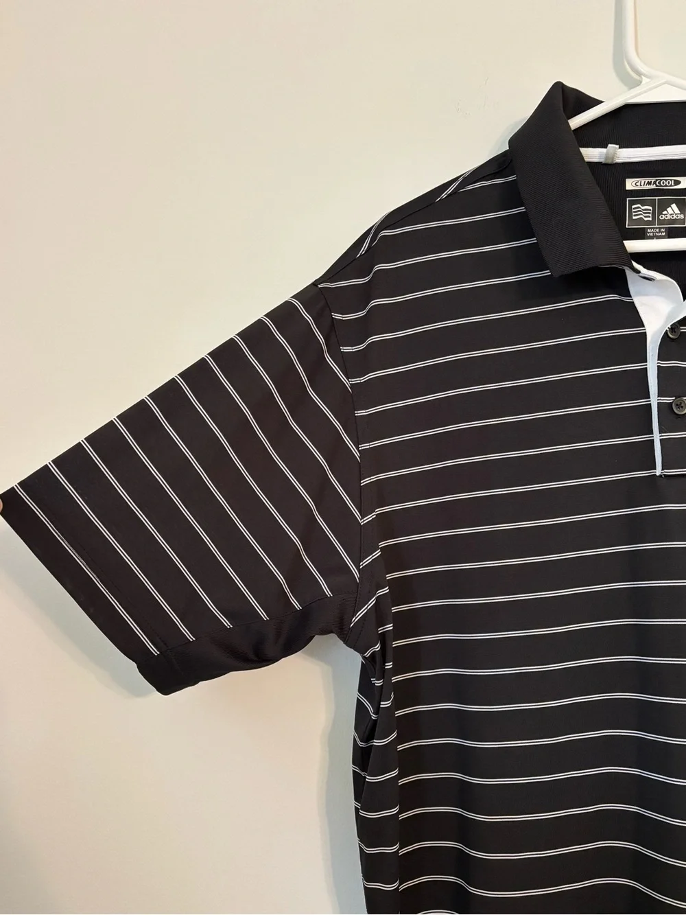 Adidas Men's Striped Black Performance Polo Golf Tennis Pickleball Size L